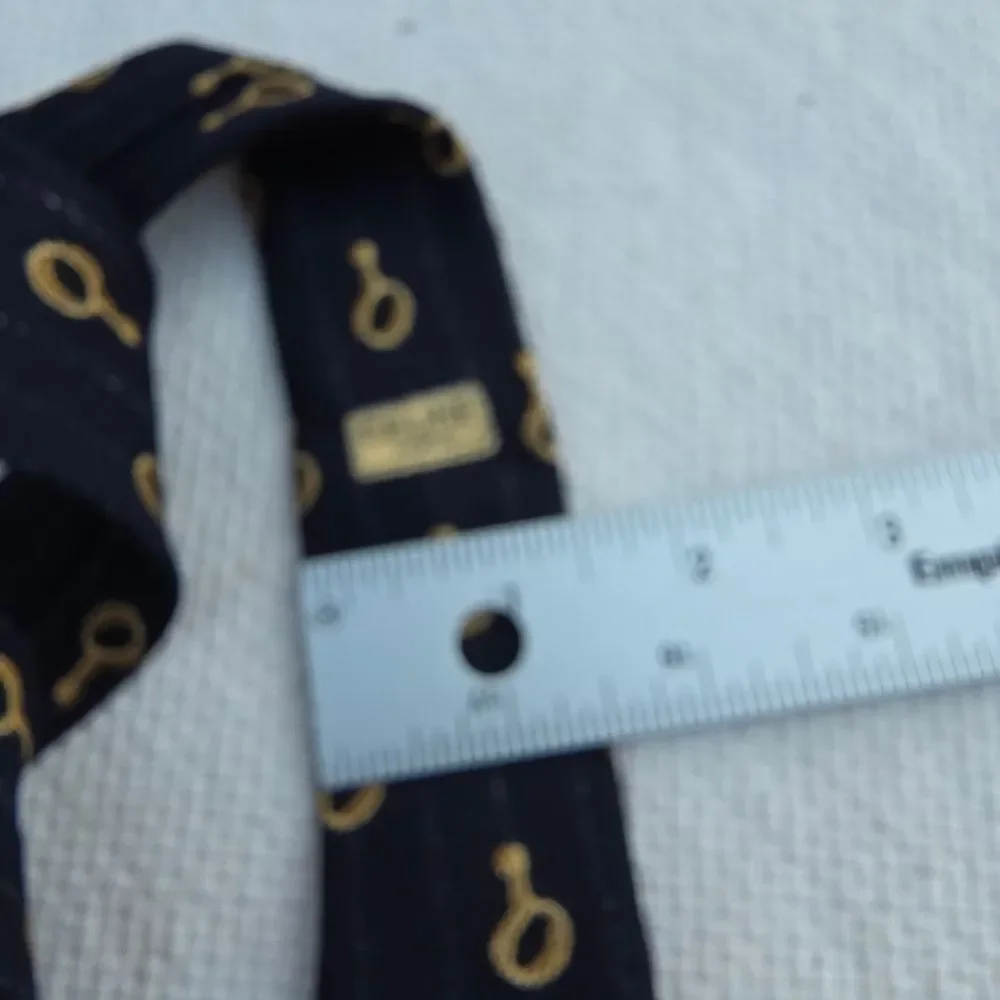 Celine 100 % silk tie navy and gold